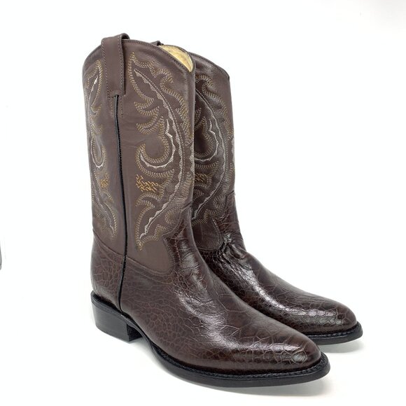 Darios Boots Size 27 Brown Leather Western Cowboy Boots Almond Toe Block Heel - Picture 6 of 10